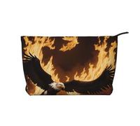 Borsa da viaggio in pelle Eagle and Fire con cerniera, borse per cosmetici da donna, piccola borsa per il trucco da borsa, borsa da viaggio portatile per cosmetici, borsa regalo per donne, ragazze e d