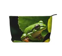 Borsa da viaggio in pelle Frog and Rain con cerniera, borse per cosmetici da donna, piccola borsa per il trucco da borsa, borsa da viaggio portatile per cosmetici, borsa regalo per donne, ragazze e do