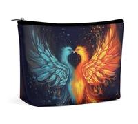 Borsa da viaggio in pelle PU Fire And Water Phoenix, con tasca portaoggetti per cosmetici, organizer portatile per borsetta da donna