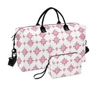 Borsa da viaggio in stile cinese con fiocco di neve rosso per il weekend borsa da sera per palestra e sport con tracolla regolabile per escursioni di grande capacità