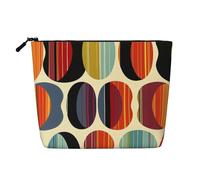 Borsa da viaggio in stile retrò moderno di metà secolo con forme a goccia, borsa per cosmetici in finto lino, impermeabile, organizer per cosmetici da donna