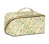 Borsa da viaggio in stile vintage con giglio dorato William Morris, con divisori, borsa per il trucco essenziale con manico, accessori da viaggio