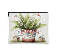 Borsa da viaggio in tela con cerniera celebrativa, Lily of the Valley Americana, borsa da viaggio per donne, organizer portatile per articoli da toeletta all'aperto, regalo estivo per picnic