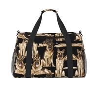 Borsa da viaggio in tela con stampa di cane pastore tedesco, borsa da viaggio per weekend, borsa da donna per la notte, nero, Taglia unica