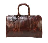 Borsa da viaggio in vera pelle for uomo e donna, grande borsa da viaggio for il weekend, borsone in pelle di mucca, bagaglio a mano da uomo(Brown)