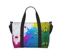 Borsa da viaggio incrociata a mano con fondo a spruzzi colorati, borsa a spalla singola, borsa sportiva e fitness, borsa weekend, nero, taglia unica, nero, taglia unica, Nero , Taglia unica