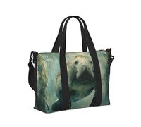 Borsa da viaggio leggera e pieghevole con stampa di animali lamantini per donne e uomini vacanze avventure all'aperto