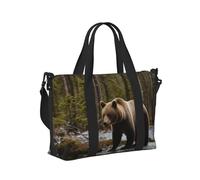 Borsa da viaggio leggera pieghevole con stampa orso bianco orso marrone per donne uomini vacanze avventure all'aperto