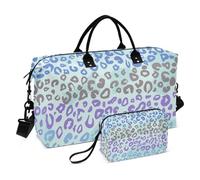Borsa da viaggio leopardata colorata borsa weekend per palestra, sport con borsa da toilette da viaggio, set di 2 pezzi