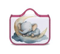 Borsa da viaggio Lephant Sleeping on The Moon Watercolor per donna, organizer per trucco da appendere con gancio per shampoo