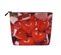 Borsa da viaggio Love Fudge per il trucco di San Valentino, grande capacità, per donna, impermeabile, monostrato, in imitazione canapa, con cerniera, portatile