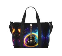 Borsa da viaggio magica per chitarra elettrica, borsa da viaggio per donne, borsa sportiva da palestra, borsone da allenamento, durante la notte, Nero , Taglia unica