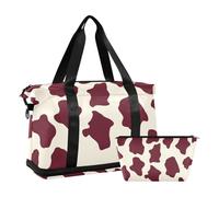 Borsa da viaggio marrone a pois con mucca borsa da viaggio con borsa da toilette per trekking set da 2 pezzi, marrone a pois di mucca, 1 taglia, Macchia di mucca marrone, 1 size