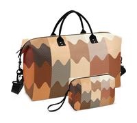 Borsa da viaggio marrone con linee ondulate sfumate, borsa da viaggio, borsa da viaggio per sport, palestra, borsa tote con tracolla regolabile per aereo, grande capacità