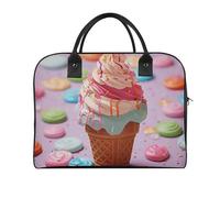 Borsa da viaggio multifunzionale, borsa da viaggio con stampa di gelato colorato, borsa da viaggio, borsa da viaggio, borsa a mano per la notte, borsa per il fine settimana, nera, taglia unica