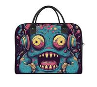 Borsa da viaggio multifunzionale, borsa da viaggio con stampa di mostri con musica amorosa, borsa da viaggio, borsa da viaggio, borsa da viaggio, borsa da viaggio, borsa per il fine settimana, nera