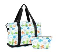 Borsa da viaggio multifunzionale con erba marina sottomarina blu da palestra borse da viaggio con borsa da toilette per viaggio