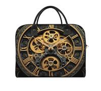 Borsa da viaggio multifunzionale, con stampa di ingranaggi con orologio, borsa da viaggio, borsa tote da viaggio, borsa a mano per la notte, borsa per il fine settimana, nera, taglia unica