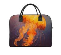 Borsa da viaggio multifunzionale, con stampa di meduse arancioni, borsa da viaggio, borsa da viaggio, borsa a mano da portare con sé durante la notte, borsa per il fine settimana, nera, taglia unica