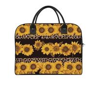 Borsa da viaggio multifunzionale, con stampa leopardata e girasole, borsa da viaggio, borsa da viaggio, borsa da viaggio, borsa da viaggio, borsa per il fine settimana, nera, taglia unica