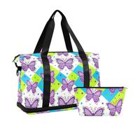 Borsa da viaggio multifunzionale da palestra, con farfalla viola misteriosa, borsa da viaggio con articoli da toeletta