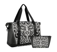 Borsa da viaggio nera Tribale Cool Tigers Leopard Borsa da viaggio Weekender con tracolla regolabile per yoga set da 2 pezzi, leopardo nero Tribale Cool Tigers, taglia unica, Nero Tribale Cool Tigers