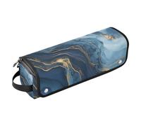 Borsa da viaggio per accessori per capelli da donna con tappetino resistente al calore in stile marmo, motivo scozzese