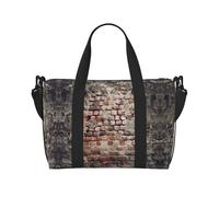 Borsa da viaggio per adulti con stampa a muro di mattoni antichi usurati, borsa da viaggio adatta per viaggi, campeggio, picnic