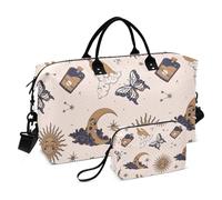Borsa da viaggio per astrologia solare per tarocchi grigi, borsa da viaggio per palestra, sport, con cinghia regolabile per yoga, set da 2 pezzi, Astrologia solare dei tarocchi grigi, 1 size