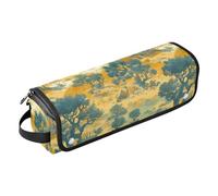 Borsa da viaggio per attrezzi da capelli con alberi verdi retrò con cuscinetto resistente al calore, custodia da viaggio portatile per ferro arricciacapelli, piastra per capelli piatta, borsa da