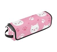 Borsa da viaggio per attrezzi da capelli con tappetino rimovibile resistente al calore, grande custodia da viaggio per raddrizzatori, ferro arricciacapelli, asciugacapelli, simpatico gatto bianco di