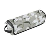 Borsa da viaggio per attrezzi da capelli grigio giglio bianco con cuscinetto resistente al calore, custodia da viaggio a doppio strato per ferro arricciacapelli, asciugacapelli piatto, borsa da