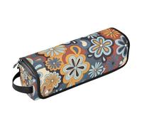 Borsa da viaggio per attrezzi da donna con cuscinetto resistente al calore, per ferro arricciacapelli, ferro arricciacapelli, asciugacapelli e fiori psichedelici di metà secolo, custodia moderna per