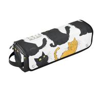 Borsa da viaggio per attrezzi da donna con tappetino in ferro, custodia da viaggio portatile per utensili caldi e accessori per la cura dei capelli, motivo gatto in stile cartone animato
