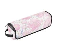 Borsa da viaggio per attrezzi da donna, con tappetino in ferro, impermeabile, custodia da viaggio per Straigheners, ferro arricciacapelli, asciugacapelli, ranuncolo dei cartoni animati, pesca chiara