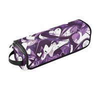 Borsa da viaggio per attrezzi da donna, con tappetino resistente al calore, grande, custodia da viaggio per piastre, piastre, arricciacapelli, graffiti arte astratta viola e cuori bianchi