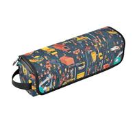 Borsa da viaggio per attrezzi da donna e tappetino resistente al calore con cerniera, grande custodia da viaggio per ferri da stiro, piastre, ferri arricciacapelli, scena di costruzione, autostrada,