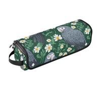 Borsa da viaggio per attrezzi per capelli verdi con pappagalli dei cartoni animati con tappetino rimovibile resistente al calore custodia da viaggio per ferro arricciacapelli piastra piastra