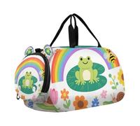 Borsa da viaggio per bambini, rana, farfalla, arcobaleno, fiore, ape, colorato, con scomparto per scarpe, leggera, per sport, palestra, viaggi, sport, fitness e allenamento