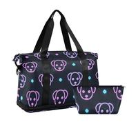 Borsa da viaggio per cani al neon fluorescente con tasca bagnata con cinturino regolabile per aereo, multifunzionale, per uomini e donne