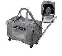 Borsa da viaggio per cani - Trasportino approvato dalla compagnia aerea, borsa da viaggio per gatti e cani di piccola taglia | Trasportino con cerniere di sicurezza e ruote per animali domestici in