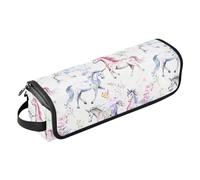 Borsa da viaggio per capelli 2 in 1 con unicorni colorati e chic, con cuscinetto resistente al calore, antipolvere, per stirare, arricciacapelli, asciugacapelli, borsa da viaggio per donne