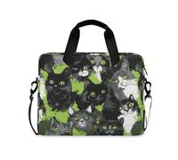Borsa da viaggio per computer portatile, a tracolla, con manico e tracolla, custodia per computer da 15,6 pollici, con cerniera, motivo: gatti britannici, colore: verde