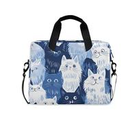 Borsa da viaggio per computer portatile, borsa a tracolla con manico e tracolla, custodia per computer da 15,6 pollici con cerniera, divertente gatto angora turco, blu navy