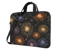 Borsa da viaggio per computer portatile, con spallacci e maniglia, per ufficio e viaggio, Illustrazione di fuochi d'artific, 14 inch