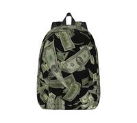 Borsa da viaggio per computer portatile in tela con simbolo del dollaro, protezione dell'acqua e cinghie ergonomiche per lavoro aziendale per università, Nero , S