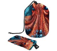 Borsa da viaggio per cosmetici a secchiello, borsa per il trucco, borsa da trucco da donna, con mostro marino e polipo, portatile, pieghevole, multifunzionale, organizer rotondo, Cool Sea Monster