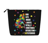 Borsa da viaggio per cosmetici con albero per la consapevolezza dell'autismo per donne - Piccola e graziosa borsa per il trucco resistente all'acqua per ragazze e bambini - Borsa pieghevole per cosmet