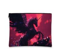 Borsa da viaggio per cosmetici con cavallo magico fantasy, borsa per il trucco con cerniera, borsa portatile in tela per donne, regalo per Halloween, Midnight Sparkle, 7x9 Inch, Cavallo Magico