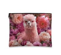 Borsa da viaggio per cosmetici con fiori di pesca, borsa da viaggio con cerniera per trucco artistico fantasia primaverile, piccola borsa portatile in tela, regalo per le vacanze, custodia per